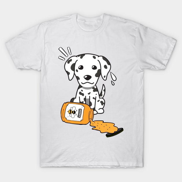 Naughty dalmatian spilled a jar of honey T-Shirt by Pet Station